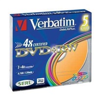 VERBATIM DVD+RW(5-Pack)Slim/Colour//4x/DLP/4.7GB