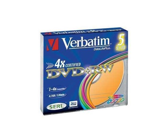 VERBATIM DVD+RW(5-Pack)Slim/Colour//4x/DLP/4.7GB