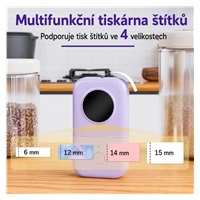 Phomemo Tiskárna štítků D30, fialová + role štítků 100 ks (12x40 mm)