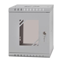 BAZAR - LEXI-Net 10" nástěnný rozvaděč Basic 6U 292x300, skleněné dveře, bez zad, rozložený, šedý - rozbaleno