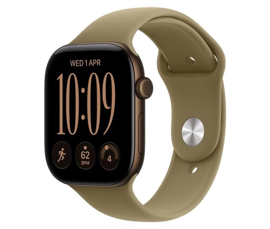Apple Watch Series 12 GPS + Cellular 42mm Dark Bronze Aluminium Case with Olive Sport Band - S/M