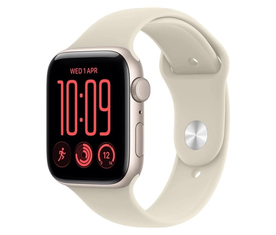 Apple Watch SE 3 GPS 44mm Starlight Aluminium Case with Sand Sport Band - S/M