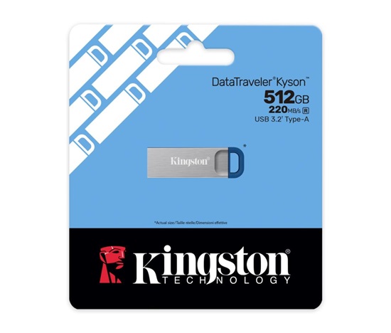 Kingston Flash Disk 512GB USB3.2 Gen 1 DataTraveler Kyson, R:220MB/s