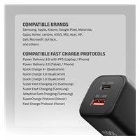 AXAGON ACU-PQ100, GaN nabíjačka do siete 100W, USB-A + USB-C, PD3.0/PPS/QC4+/SFC2.0/Apple, čierna