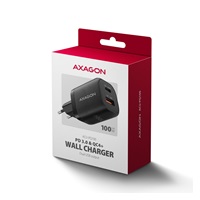 AXAGON ACU-PQ100, GaN nabíjačka do siete 100W, USB-A + USB-C, PD3.0/PPS/QC4+/SFC2.0/Apple, čierna