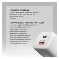 AXAGON ACU-PQ100W, GaN nabíjačka do siete 100W, USB-A + USB-C, PD3.0/PPS/QC4+/SFC2.0/Apple, biela