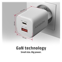 AXAGON ACU-PQ100W, GaN nabíjačka do siete 100W, USB-A + USB-C, PD3.0/PPS/QC4+/SFC2.0/Apple, biela