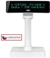 POŠKOZENÝ OBAL - Virtuos VFD zákaznický displej Virtuos FV-2030W 2x20 9mm, USB, bílý