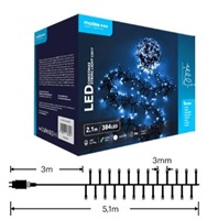 Modee ML-C2017 384LED 2,1m vánoční řetěz , studená 8 programů IP44