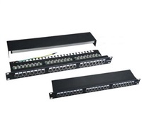 19" Patch panel XtendLan 24portový, STP, Cat5E, dvojitá svorkovnica, čierny