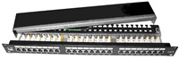 19" Patch panel LYNX 24port, STP, Cat6, 30µm, dvojitá svorkovnica, čierny