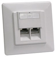 Zásuvka STP 2x RJ45 Cat5E, dvojitá svorkovnica, zapustená