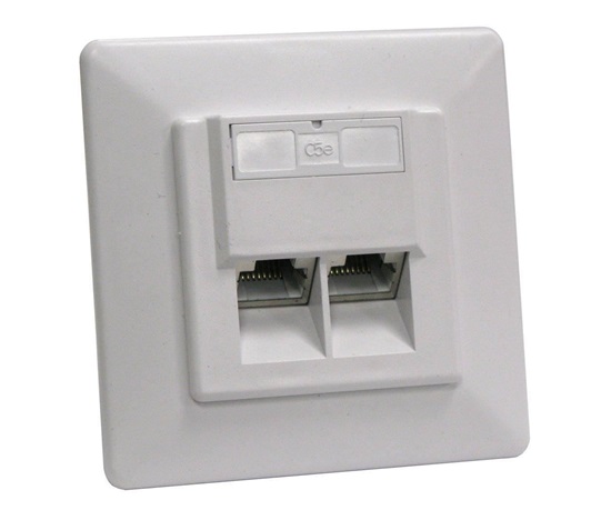 Zásuvka STP 2x RJ45 Cat5E, dvojitá svorkovnica, zapustená