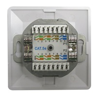 Zásuvka STP 2x RJ45 Cat5E, dvojitá svorkovnica, zapustená