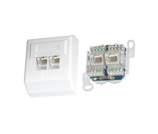 Zásuvka Profi UTP 2x RJ45 Cat5E, korunka, sadrokartón