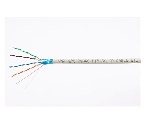 Kábel FTP LYNX, Cat5E, drôt, PVC, Dca, sivý, 305 m