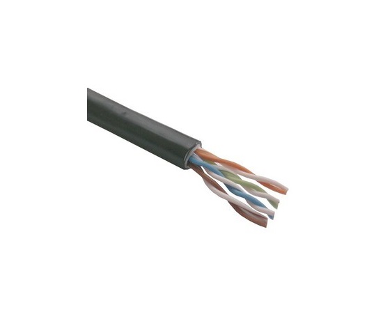 UTP kábel PlanetElite, Cat5E, drôt, dvojitý vonkajší PE+PVC, Dca, čierny, 305 m, cievka