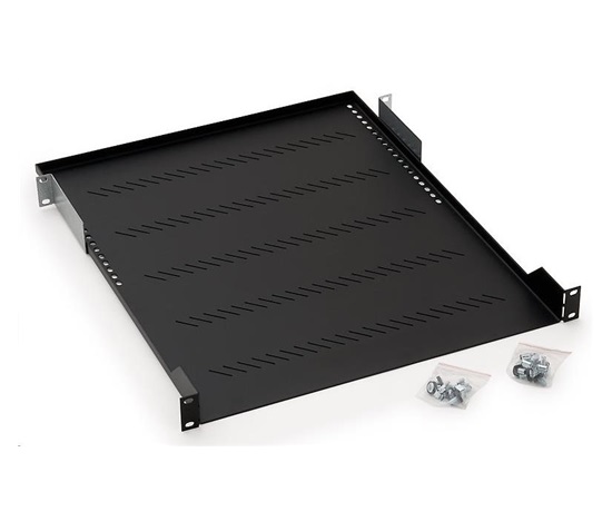 TRITON Regál s perforáciou 19", 1U/650 mm, nosnosť 40 kg, čierny