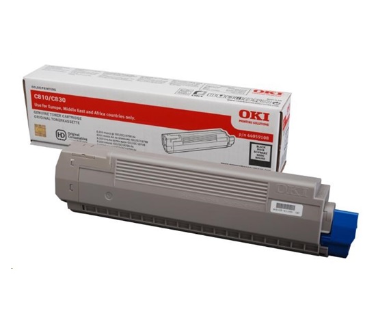 Čierny toner OKI pre C810/C830<>br> <b>Kapacita:</b> 8 000 str. pri 5 % pokrytí.