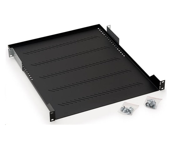 TRITON Regál s perforáciou 19", 1U/350 mm, nosnosť 40 kg, sivý