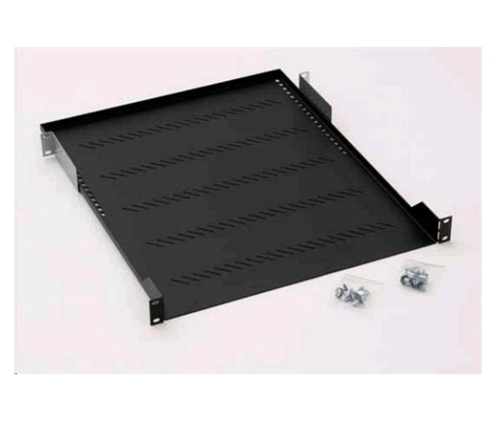 TRITON Regál s perforáciou 19", 1U/450 mm, nosnosť 40 kg, sivý