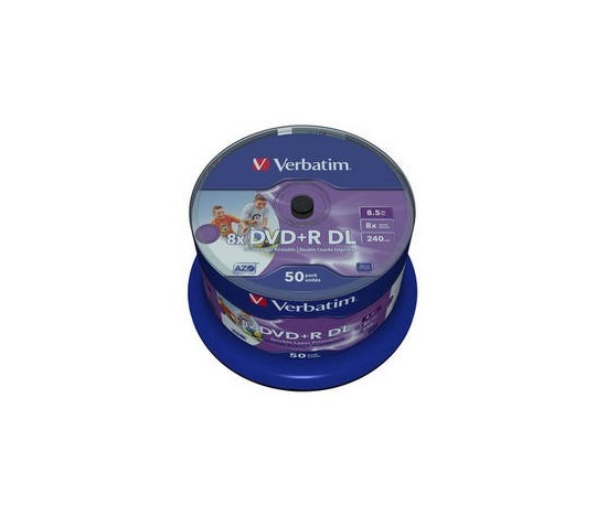 VERBATIM DVD+R(50-pack)DoubleLayer/Spindle/8X/8.5 GB/tlačiteľné/bez identifikátora