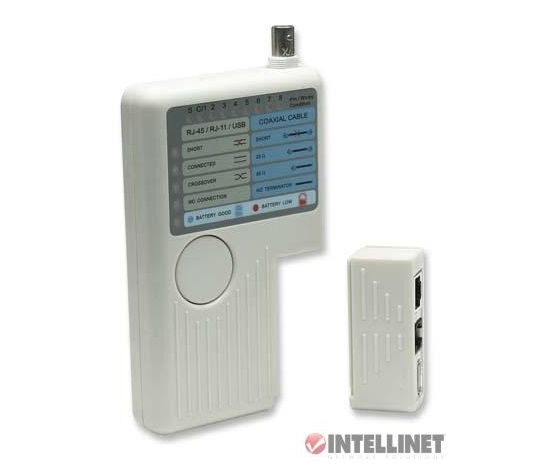 Tester káblov Intellinet, 4 v 1, RJ11, RJ45, USB a BNC