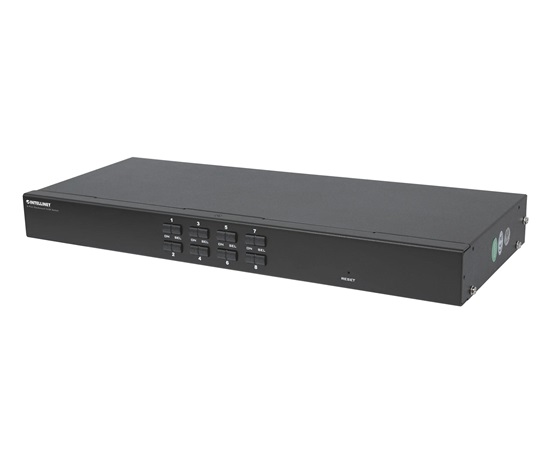 Intellinet 8-portový KVM prepínač do racku, USB + PS/2, vrátane 8 káblov