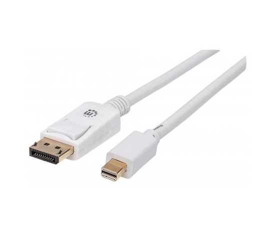 Kábel MANHATTAN Mini DisplayPort Male na DisplayPort Male, 2 m, biely