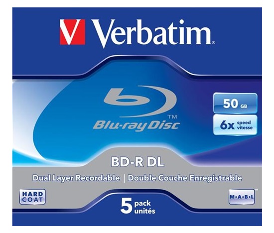 VERBATIM BD-R(5-pack)/DualLayer/Jewel/6X/50GB