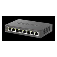 D-Link DGS-1008P 8-portový gigabitový stolový prepínač, 4 porty PoE+, rozpočet PoE 68 W