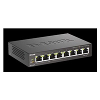 D-Link DGS-1008P 8-portový gigabitový stolový prepínač, 4 porty PoE+, rozpočet PoE 68 W