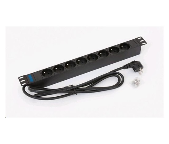 TRITON 19" rozvádzač 8x230V CSN - 2m, čierny