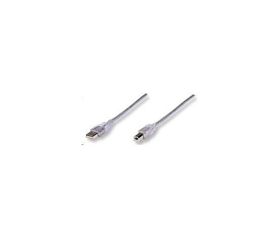 MANHATTAN USB kábel 2.0 Kábel A-B 1,8 m (strieborný)