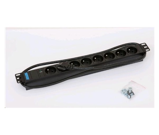 TRITON 19" rozvádzač 8x230V - 2m, svetelný indikátor, čierny