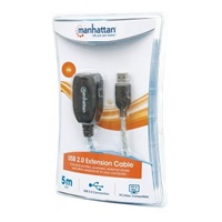 MANHATTAN USB kábel 2.0 A-A aktívne predĺženie 5 m, možnosť reťazenia