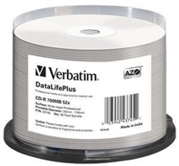 VERBATIM CD-R(50-pack) spindl, AZO 52X,700MB,WHITE WIDE PRINTABLE SURFACE NON-ID