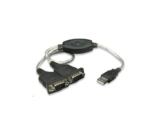MANHATTAN prevodník z USB na 2x sériový port (USB AM/DB9M(2), RS232)