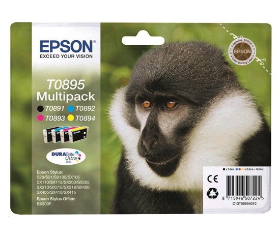 Atrament EPSON čierny + pruh Stylus "Monkey" S20/SX100/SX200/SX400 (T0895) multipack