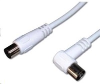 PREMIUMCORD TV anténny kábel 3 m, 90° konektor (koaxiálny, M/F, 75 Ohm)