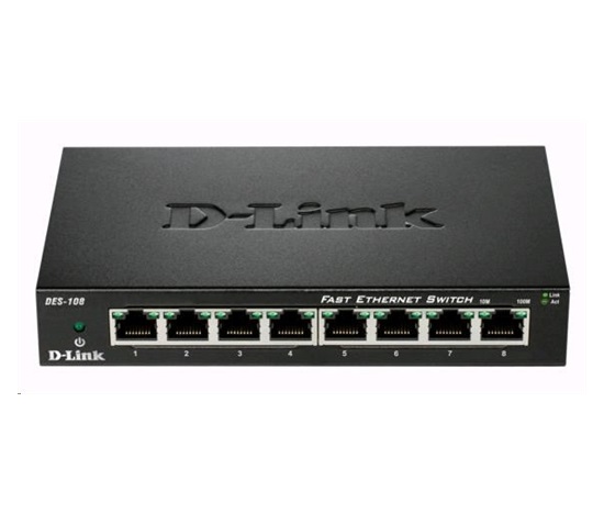 D-Link DES-108 8-portový 10/100 stolný prepínač s kovovým puzdrom