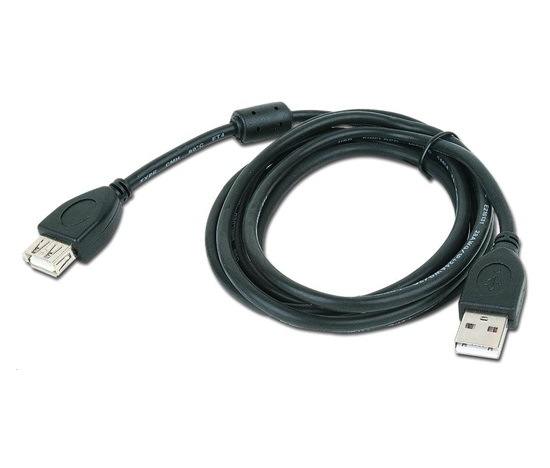 Kábel USB GEMBIRD 2.0 A-A predĺženie 3m Premium (čierne, feritové, pozlátené kontakty)