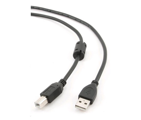 Kábel USB GEMBIRD 2.0 A-B kábel 1,8 m Premium (čierny, feritový, pozlátené kontakty)