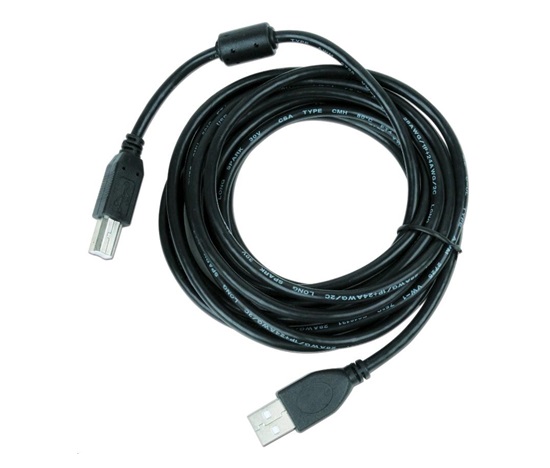 Kábel USB GEMBIRD 2.0 Prémiový kábel A-B 3 m (čierny, feritový, pozlátené kontakty)