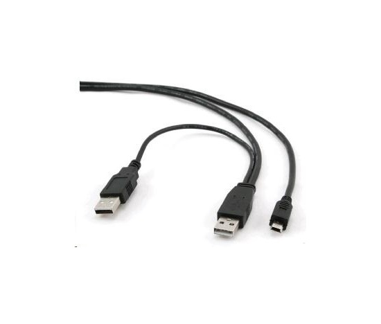 Kábel USB GEMBIRD 2.0 Kábel A-Mini B (5pin) 0,9 m DUAL (prídavné napájanie)
