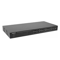 Intellinet 24-portový gigabitový prepínač s webovým riadením PoE a 2 portami SFP (240 W), 24 portov PoE+/PoE 802.3at/af