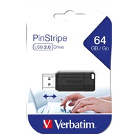 VERBATIM Flash Disk 64GB USB 2.0 Store ‘n‘ Go PinStripe, čierna