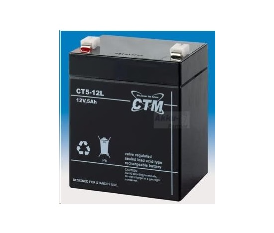 Batéria - CTM CT 12-5L (12V/5Ah - Faston 250), životnosť 5 rokov