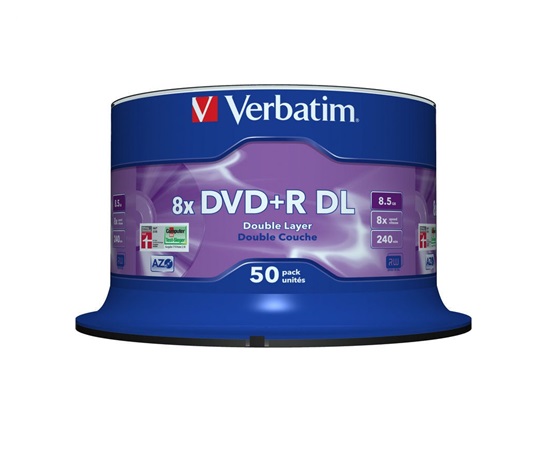 VERBATIM DVD+R(50-pack)/Double Layer/Spindle/ 8X 8.5GB Matt Silver