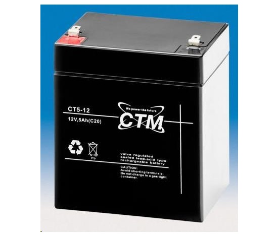 Batéria - CTM CT 12-5 (12V/5Ah - Faston 187), životnosť 5 rokov